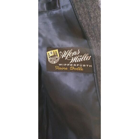 Alfons Muller Wipperfurth Men's German Size 52 Heavy Wool Trench Peacoat Jacket - Picture 4 of 6